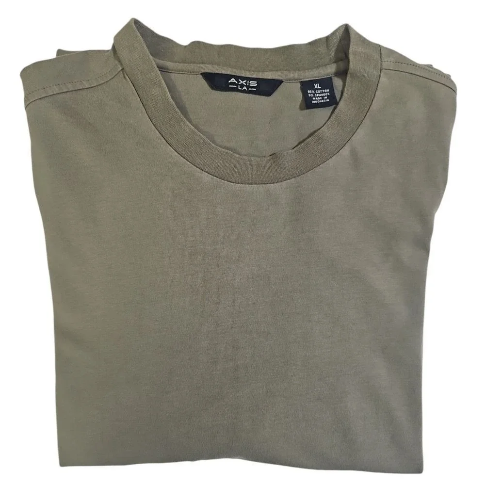 Axis LA Premium Olive Green Cotton Crew Neck‎ T-Shirt Casual Basic Tee XL